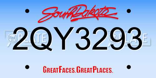 2QY3293 South Dakota License Plate