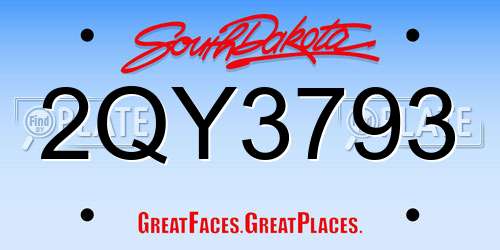 2QY3793 South Dakota License Plate