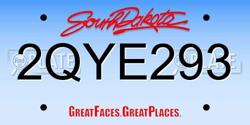 2QYE293 South Dakota License Plate