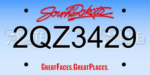 2QZ3429 South Dakota License Plate