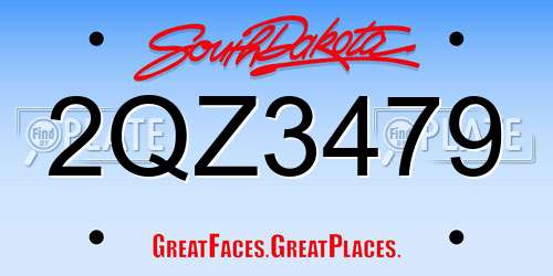 2QZ3479 South Dakota License Plate