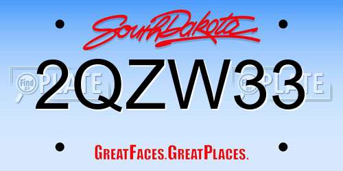 2QZW33 South Dakota License Plate