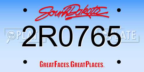2R0765 South Dakota License Plate