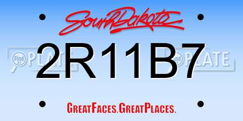 2R11B7 South Dakota License Plate