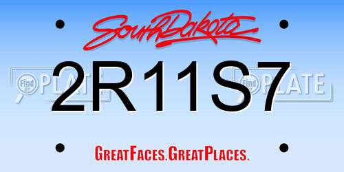 2R11S7 South Dakota License Plate