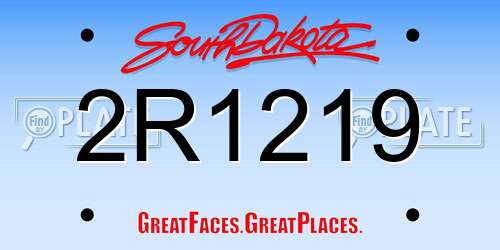 2R1219 South Dakota License Plate