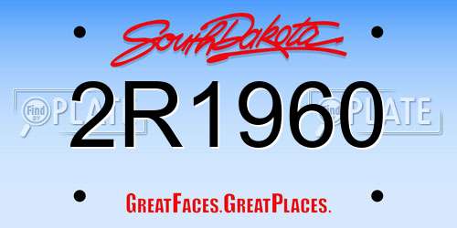 2R1960 South Dakota License Plate