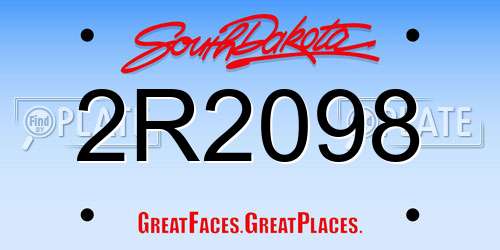 2R2098 South Dakota License Plate