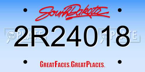 2R24018 South Dakota License Plate