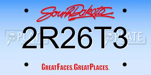 2R26T3 South Dakota License Plate