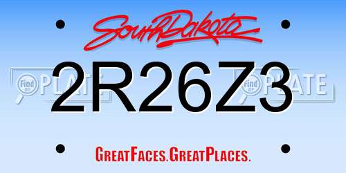2R26Z3 South Dakota License Plate