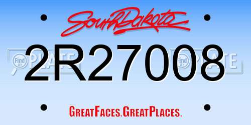 2R27008 South Dakota License Plate