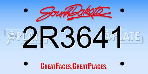 2R3641 South Dakota License Plate