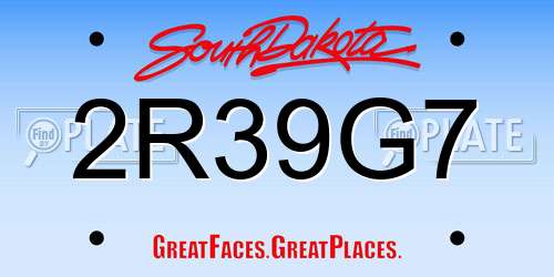 2R39G7 South Dakota License Plate