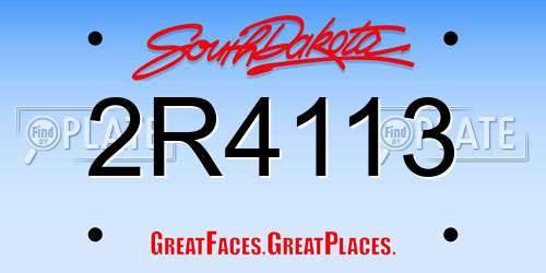 2R4113 South Dakota License Plate
