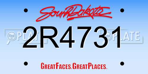 2R4731 South Dakota License Plate