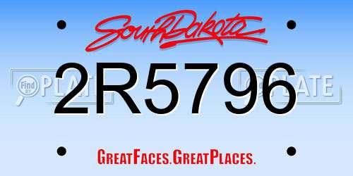2R5796 South Dakota License Plate