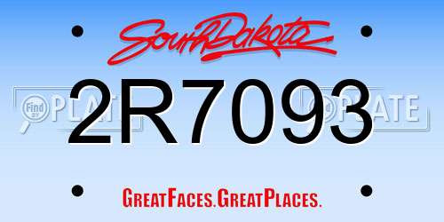 2R7093 South Dakota License Plate