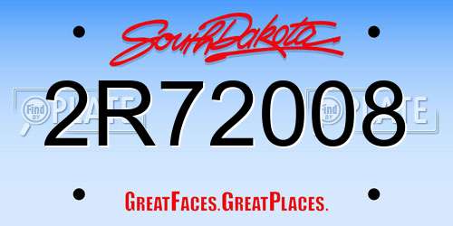 2R72008 South Dakota License Plate