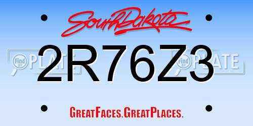 2R76Z3 South Dakota License Plate