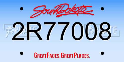 2R77008 South Dakota License Plate