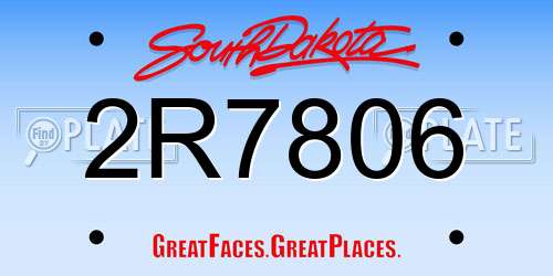 2R7806 South Dakota License Plate