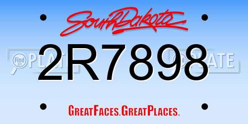 2R7898 South Dakota License Plate