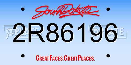 2R86196 South Dakota License Plate