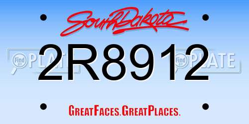 2R8912 South Dakota License Plate