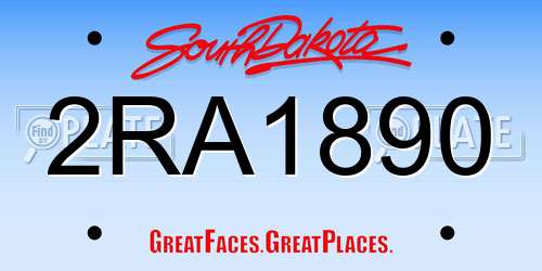 2RA1890 South Dakota License Plate