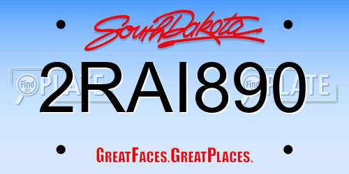 2RAI890 South Dakota License Plate