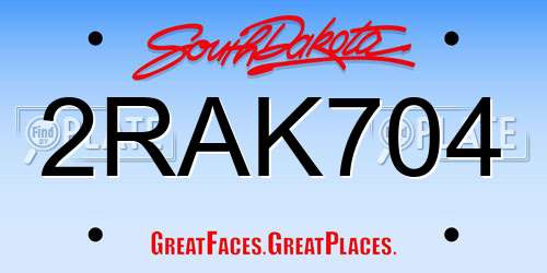 2RAK704 South Dakota License Plate