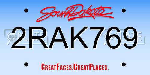 2RAK769 South Dakota License Plate