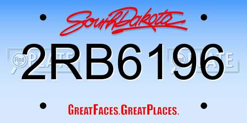 2RB6196 South Dakota License Plate