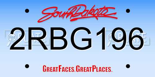 2RBG196 South Dakota License Plate