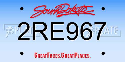 2RE967 South Dakota License Plate