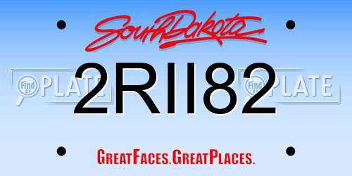 2RII82 South Dakota License Plate