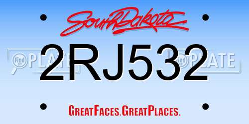 2RJ532 South Dakota License Plate