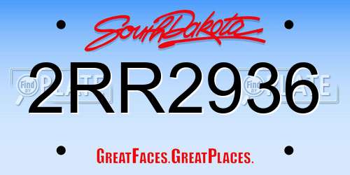 2RR2936 South Dakota License Plate