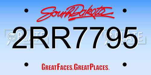 2RR7795 South Dakota License Plate