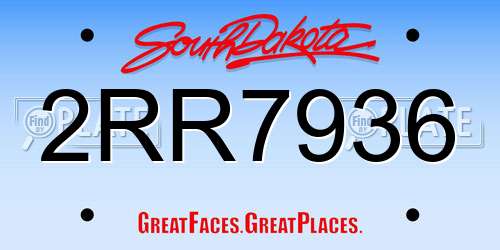 2RR7936 South Dakota License Plate