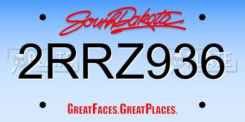 2RRZ936 South Dakota License Plate