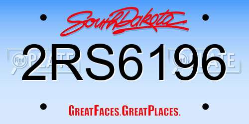2RS6196 South Dakota License Plate