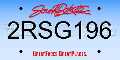 2RSG196 South Dakota License Plate