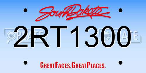 2RT1300 South Dakota License Plate