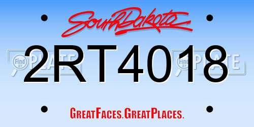 2RT4018 South Dakota License Plate