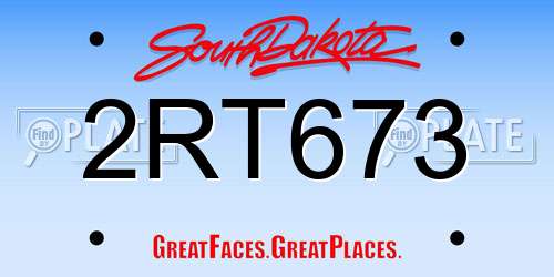 2RT673 South Dakota License Plate