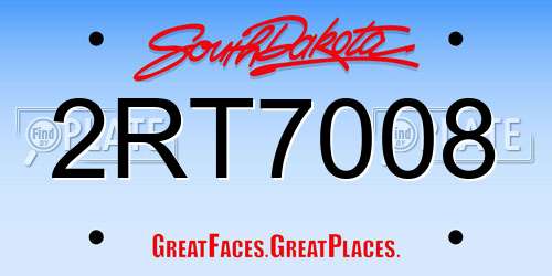 2RT7008 South Dakota License Plate
