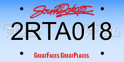 2RTA018 South Dakota License Plate
