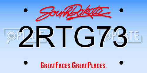 2RTG73 South Dakota License Plate